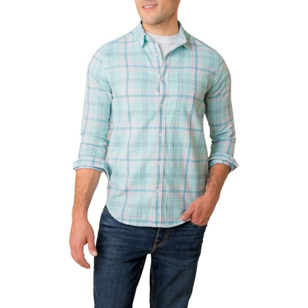 HOPE & HENRY Mens Plaid Button Up Shirt, NWT